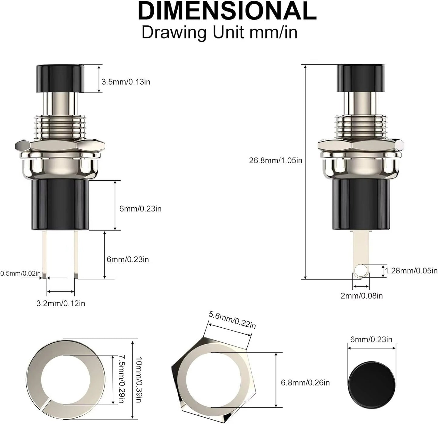 Momentary On Off Push Button Switch SPST 3 Pack Normally Closed Contacts Model - Dukes Supplies