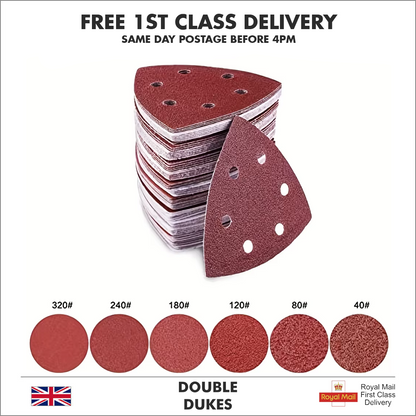 40-320 Grit Triangular Sanding Paper Disc Pad Pack Oscillating Multi Tool Set - Dukes Supplies
