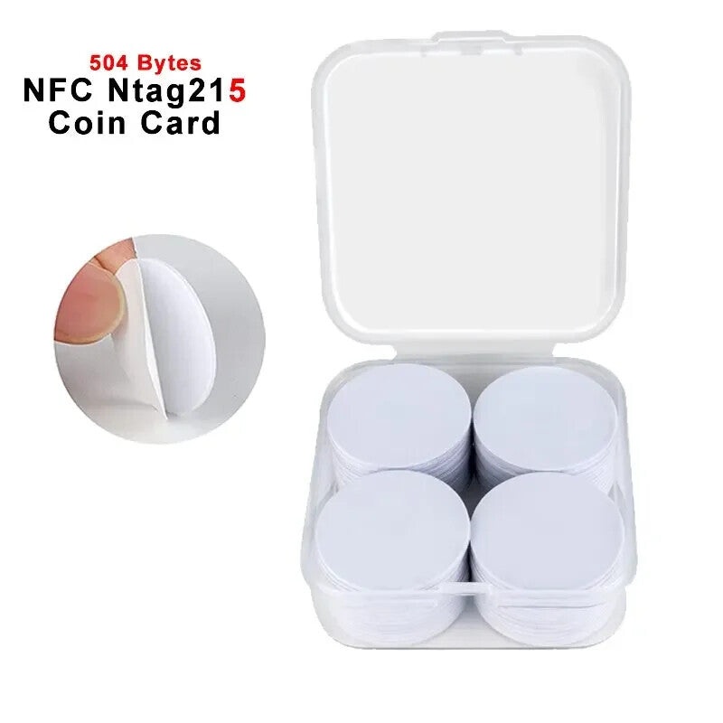 NTAG215 NFC Sticker Coins Adhesive 25mm 13.56 MHZ TagMo Amiibo iOS Android - Dukes Supplies