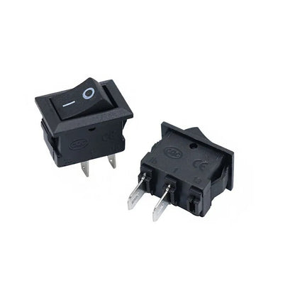 Rectangular Rocker Switch 15mm X 10mm KCD1 SPST Small Black 2 Pin ON-OFF 250V - Dukes Supplies