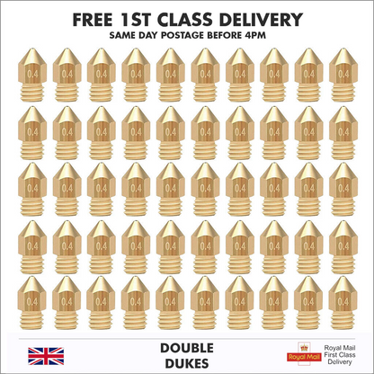 3D Printer Nozzle MK8 Brass Extruder 0.2mm - 1.0mm Creality Ender CR-10 makerbot - Dukes Supplies