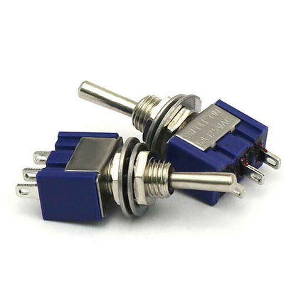 Mini Latching Toggle Switch 3 Pin ON-OFF-ON SPDT 6A 125VAC/3A 250VAC 2-Way DIY - Dukes Supplies