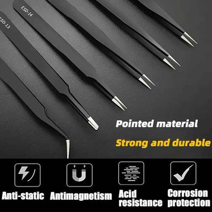 Anti-Static Precision ESD Tweezers Set Stainless Steel for Electronics UK - Dukes Supplies