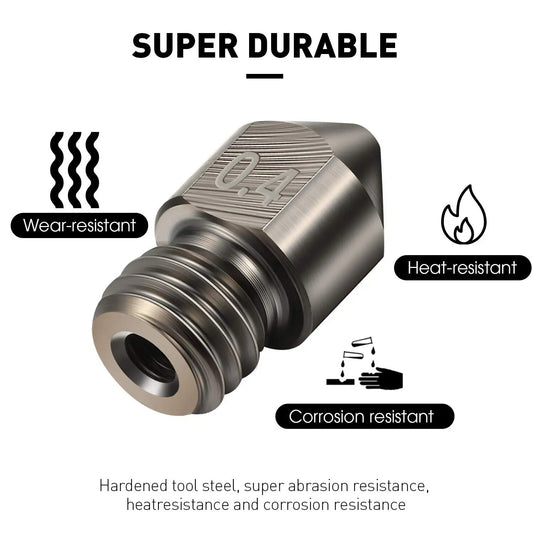 2pcs 0.4mm Hardened Steel 3D Printer Nozzle MK8 CR-10 Ender 3 Anet A8 m6 - Dukes Supplies