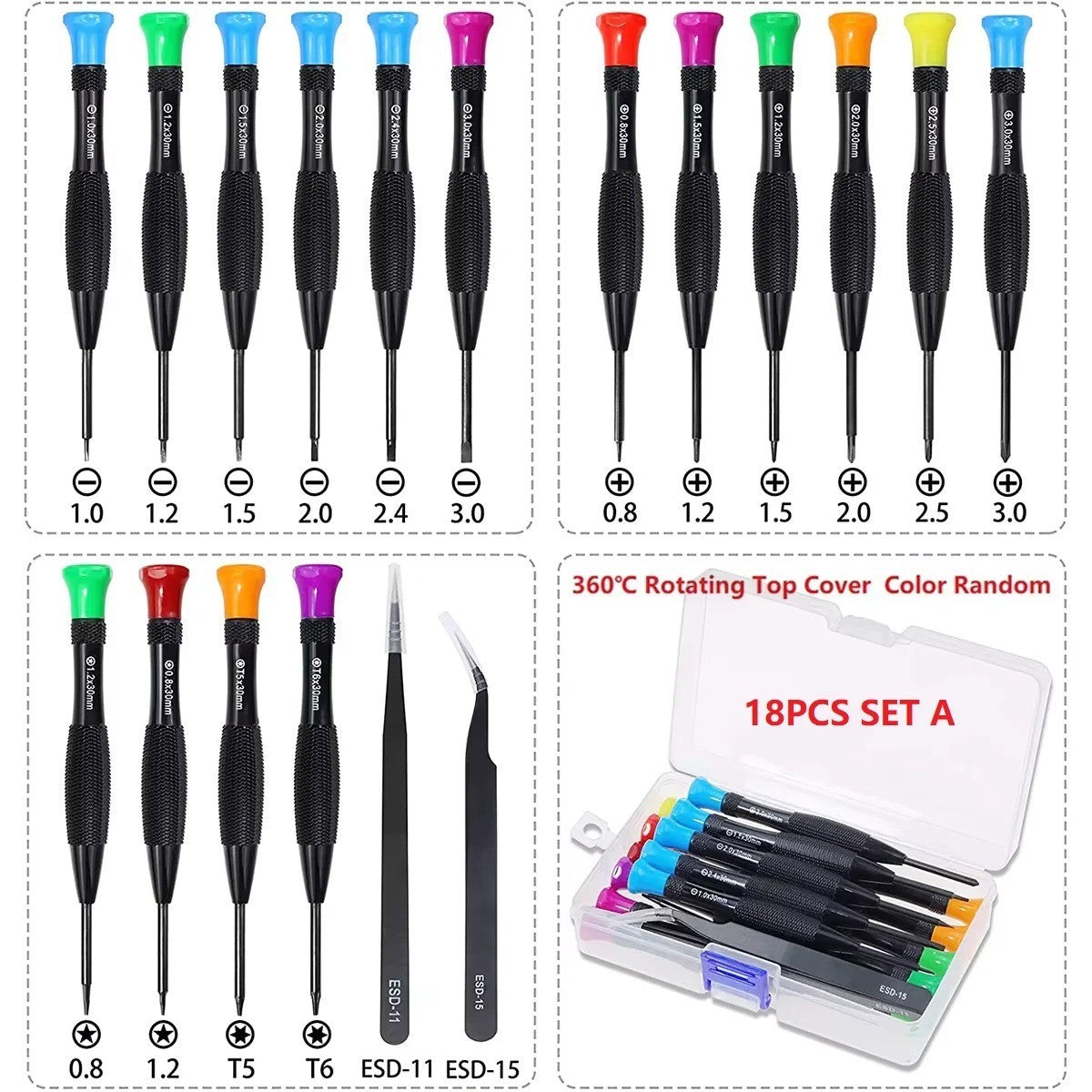 18pc Magnetic Precision Screwdriver Set Watch Phone Glasses Repair Tool Kit - Image 2