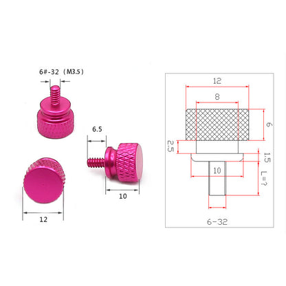 6-32 Thumb Screws Coloured Anodised - Computer Case Desktop - Pack of 4 - Dukes Supplies