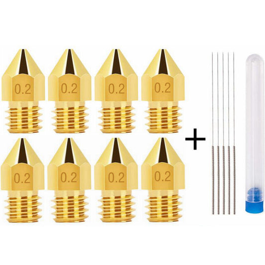 3D Printer MK8 Extruder Nozzle 8pc 0.2mm Creality Ender 3 / V2 / CR10s / SE-6 - Dukes Supplies