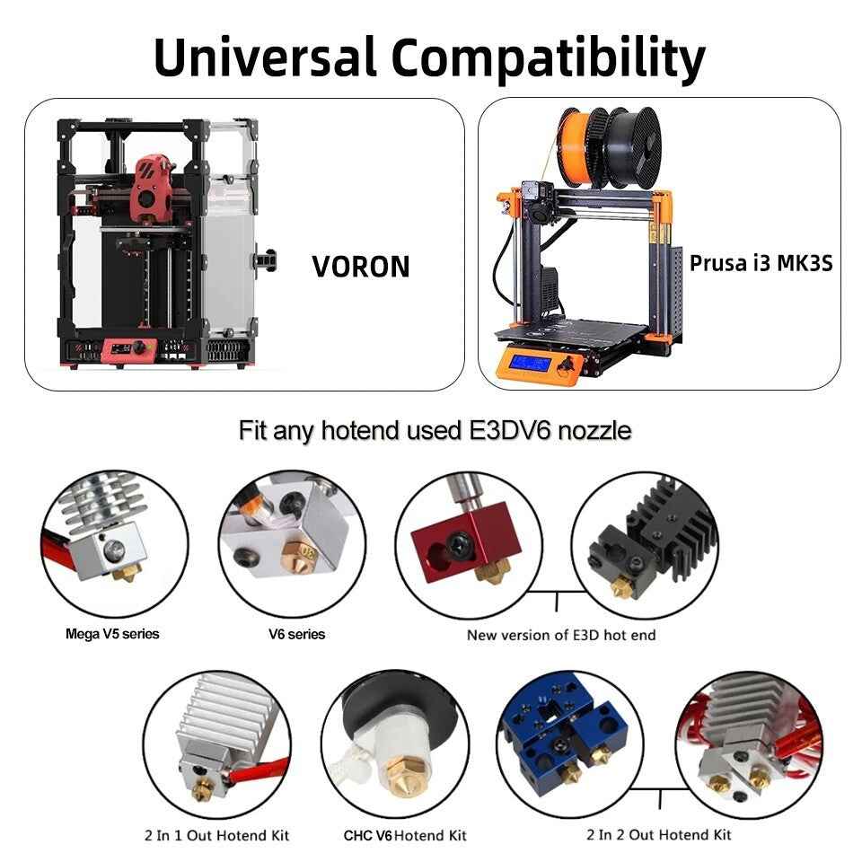 3D Printer Nozzle Brass Extruder V6 for E3DV6 Anycubic i3 Mega S X Chiron Kobra - Dukes Supplies
