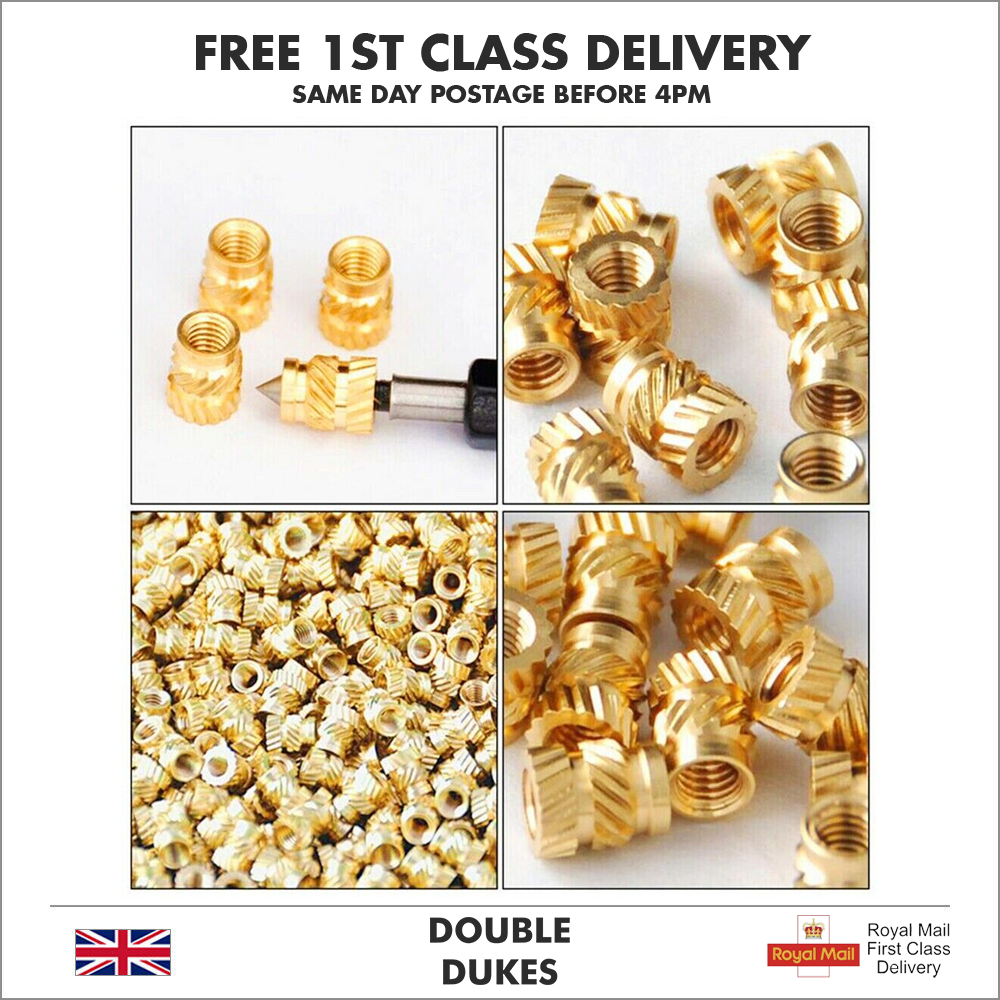 M3 THREADED BRASS KNURLED INSERT NUT HEAT MOLDING NUTSERT - Dukes Supplies