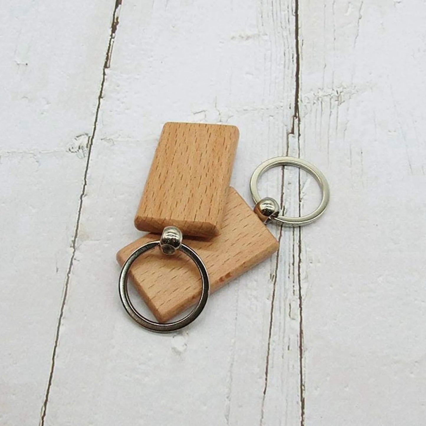 Blank Rectangle Wooden Key Chain DIY Engraving Art Wood Keychains Key Tags - Image 4