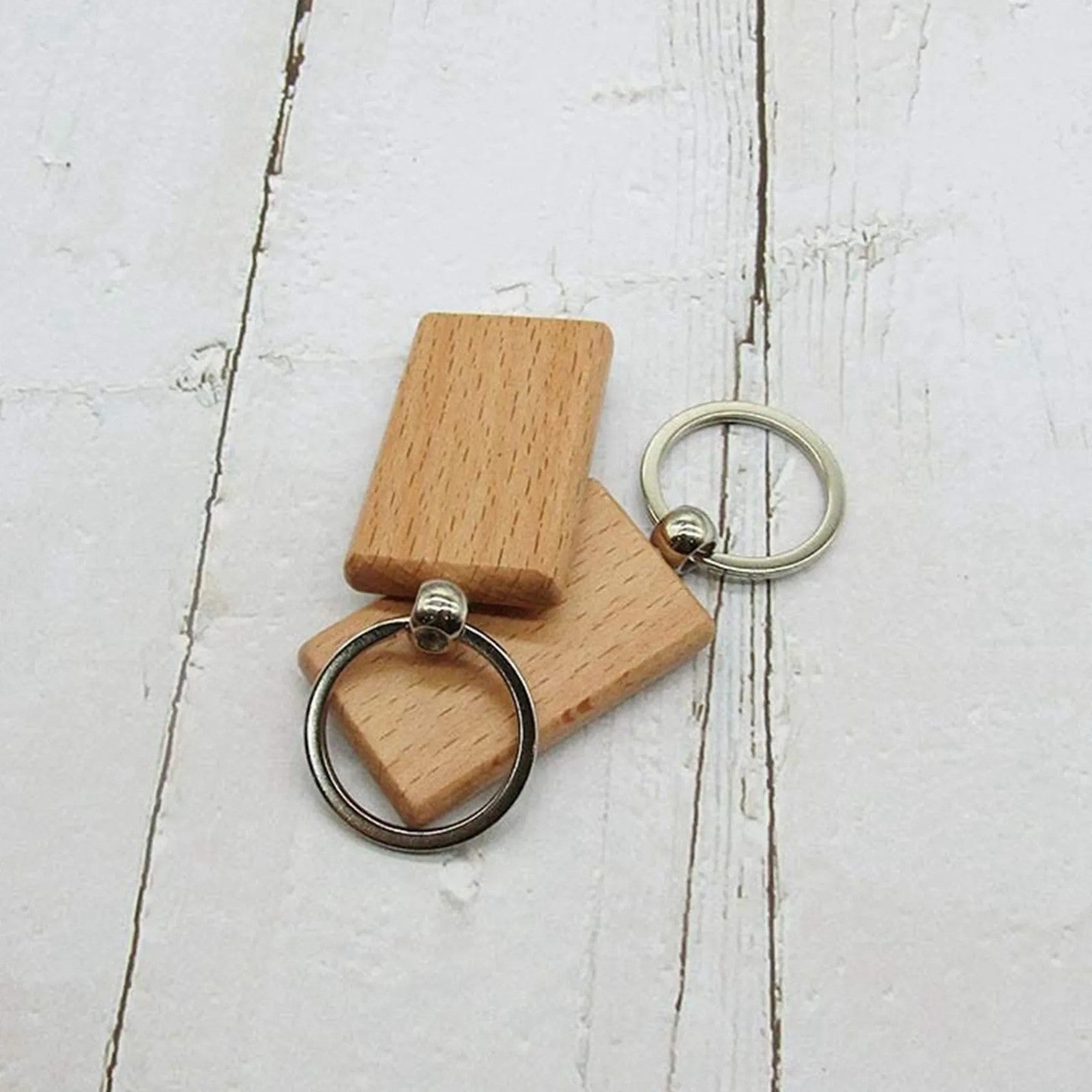 Blank Rectangle Wooden Key Chain DIY Engraving Art Wood Keychains Key Tags - Image 4