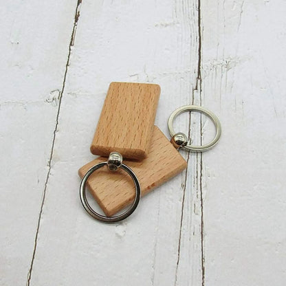 Blank Rectangle Wooden Key Chain DIY Engraving Art Wood Keychains Key Tags - Image 4