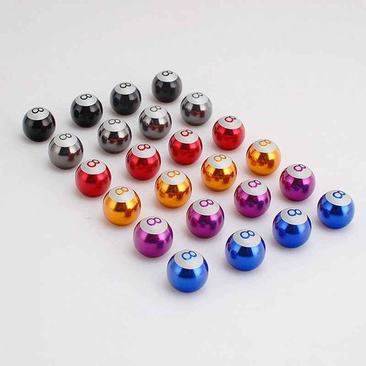 Valve Caps Metal Dust Caps 8Ball Car Motorcycle BMX Van Quad Caravan Alloy Caps - Dukes Supplies