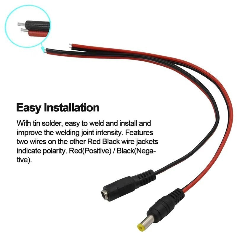 Male & Female DC 12V Power Socket Jack-Plug Connector Cable Electronic Soldering - Dukes Supplies