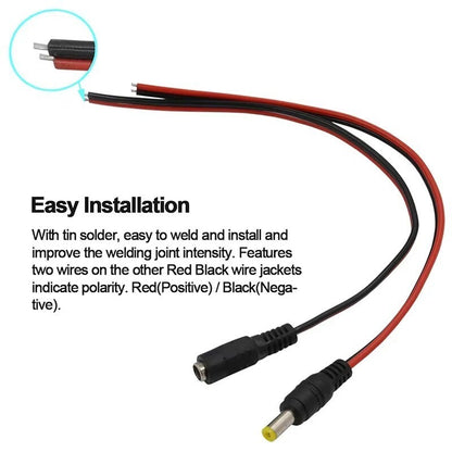 Male & Female DC 12V Power Socket Jack-Plug Connector Cable Electronic Soldering - Dukes Supplies