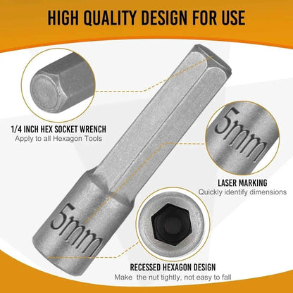 9pc Hex Shank Nut  1/4'' Driver Socket Adapter Set for Power Tools Bits Set - Dukes Supplies