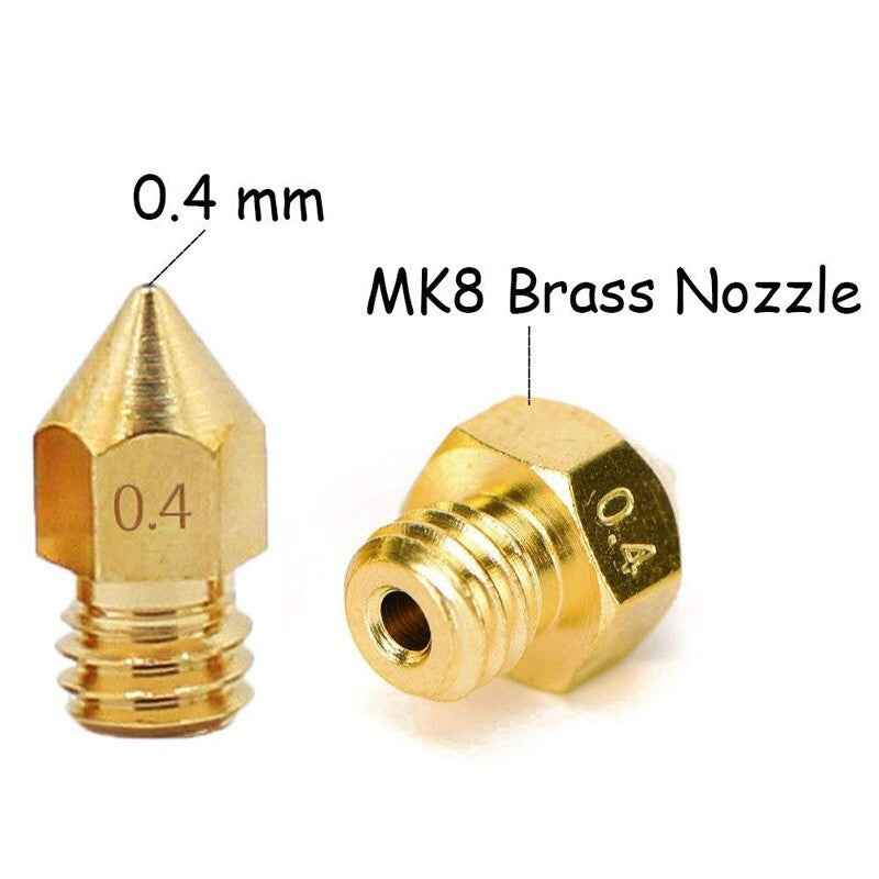 3D Printer Nozzle MK8 Brass Extruder 0.2mm - 1.0mm Creality Ender CR-10 makerbot - Dukes Supplies
