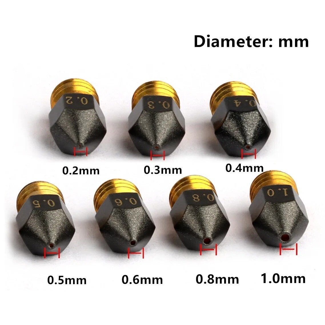 3D Printer MK8 PTFE Coated Nozzle 0.4mm M6 Thread - Ender 3 Pro CR-10R Anet - Dukes Supplies