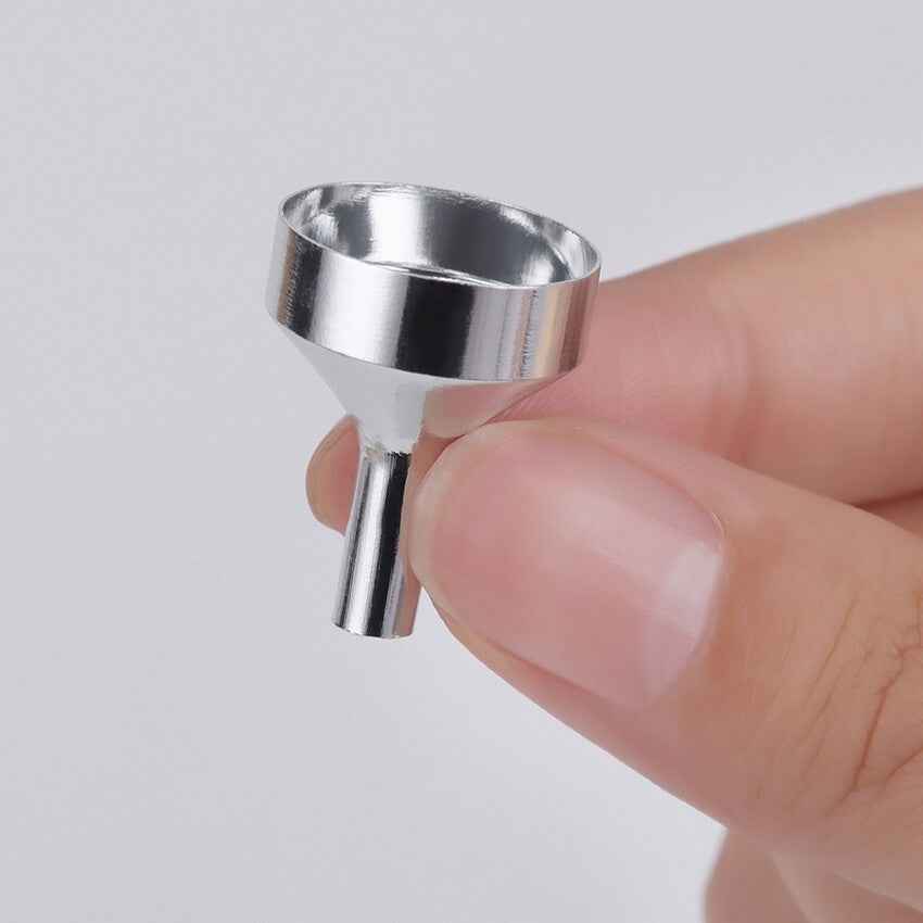 Small Mini Metal Funnels for Atomizers, Vials & Small Bottles Silver 18mm - Dukes Supplies