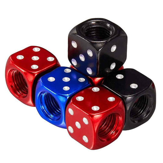 Dice Valve Caps for Cars, Set of 4, Caravans, Motorcycles, BMX - UK Seller - Dukes Supplies