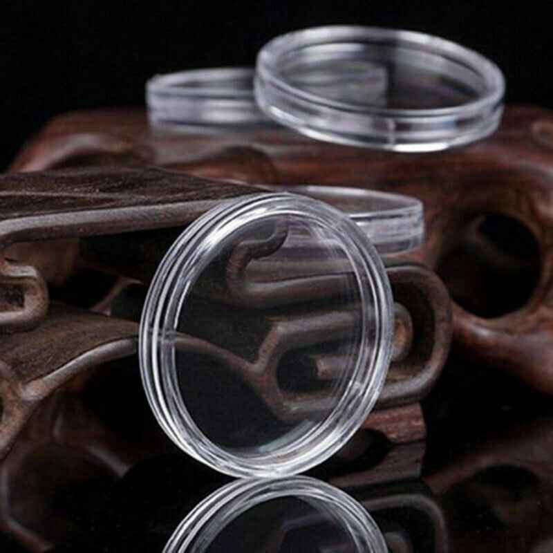 21mm Coin Capsules - 1p Coin Holder Clear Capsules Round Display Case Container - Dukes Supplies