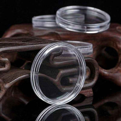 21mm Coin Capsules - 1p Coin Holder Clear Capsules Round Display Case Container - Dukes Supplies