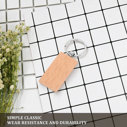 Blank Rectangle Wooden Key Chain DIY Engraving Art Wood Keychains Key Tags - Image 9