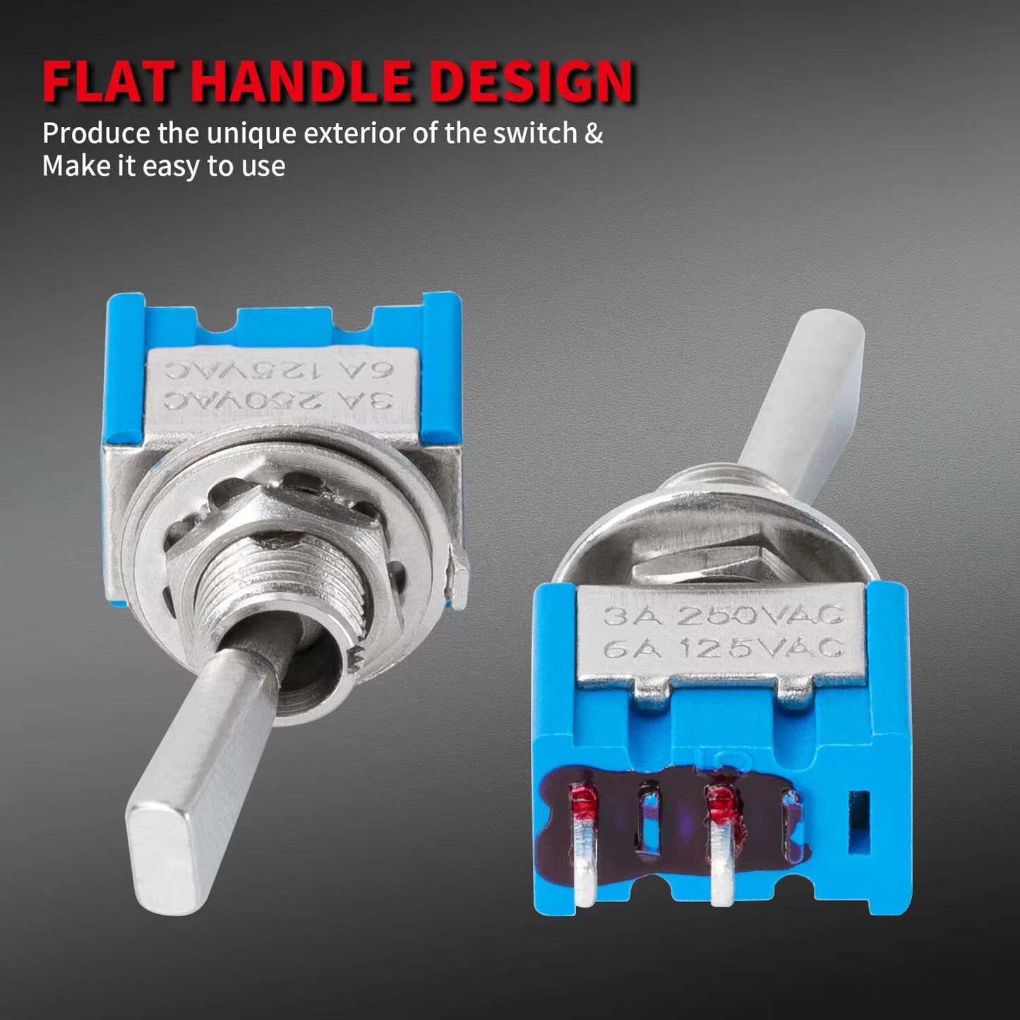 High Quality 2Pin Flat Handle SPST ON OFF 2 Position Mini Toggle Switches MTS101 - Dukes Supplies