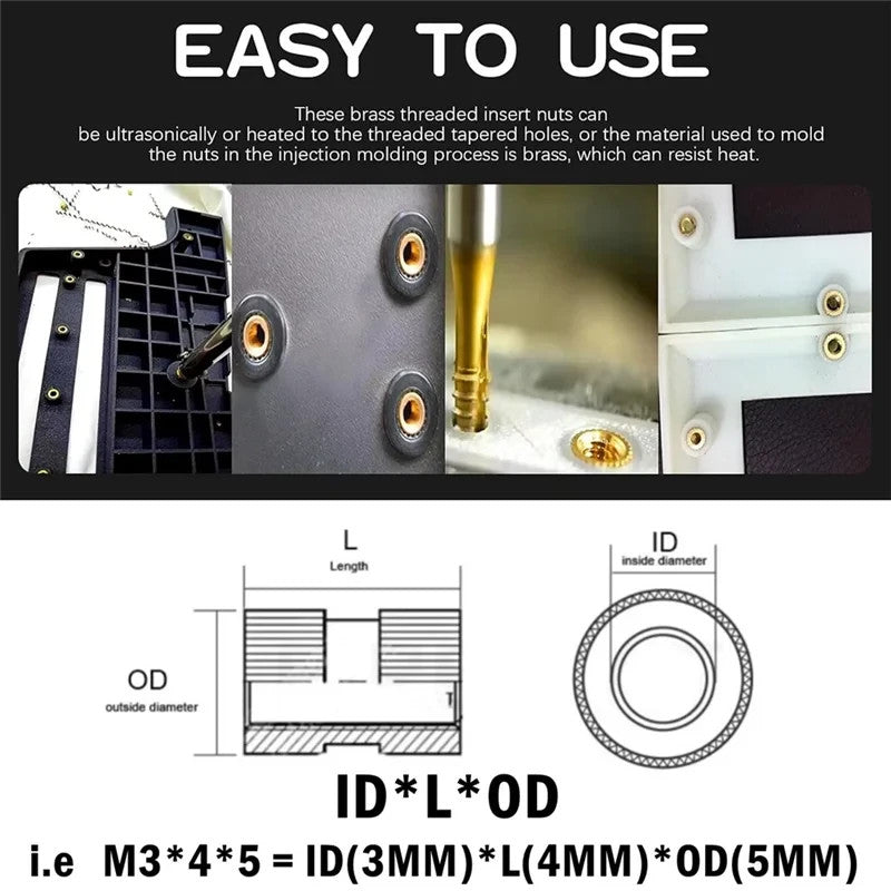 220Pcs Brass Heat Insert Nuts Kits Heat Set M2 M2.5 M3 M4 M5 M6 Threaded Inserts - Image 3