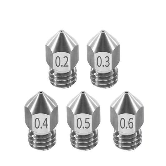 5 x 3D Printer Nozzle 0.4mm Stainless Steel Extruder MK8 Creality Ender CR-10R - Dukes Supplies