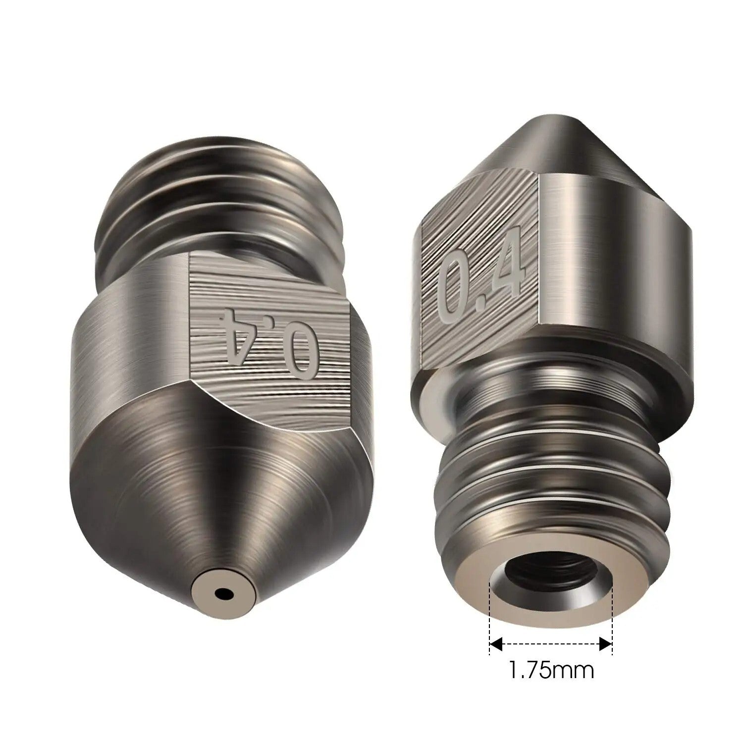 2pcs 0.4mm Hardened Steel 3D Printer Nozzle MK8 CR-10 Ender 3 Anet A8 m6 - Dukes Supplies