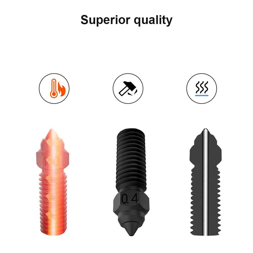 Creality K1/K1 Max CR-M4 Nozzle Hardened Steel 0.2mm-1.2mm 3D Printer M6 Thread - Dukes Supplies