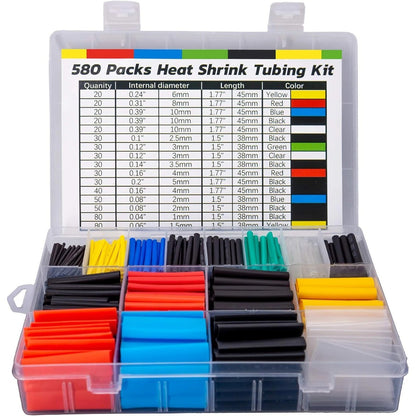 580pcs Heat Shrink Tubing Tube Sleeve Kit Electrical Assorted Cable Wire Wrap - Image 9
