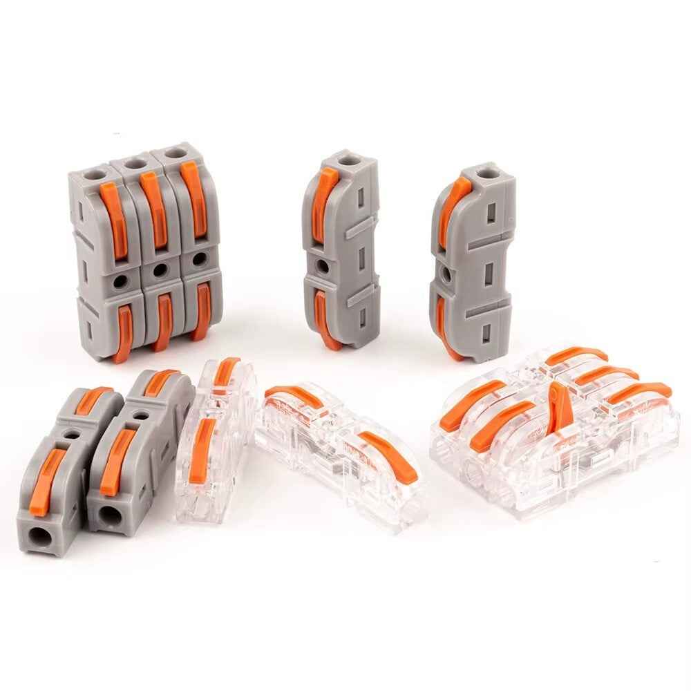 SPRING LEVER TERMINAL BLOCK ELECTRICAL CABLE WIRE CONNECTOR QUICK SPLICE INLINE - Dukes Supplies
