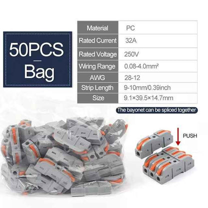 SPRING LEVER TERMINAL BLOCK ELECTRICAL CABLE WIRE CONNECTOR QUICK SPLICE INLINE - Dukes Supplies