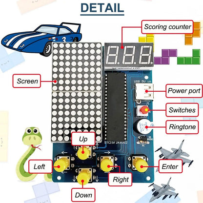 DIY Game Console Hand held Kit 5 Retro Classic Games STEM Soldering Practice - Image 16
