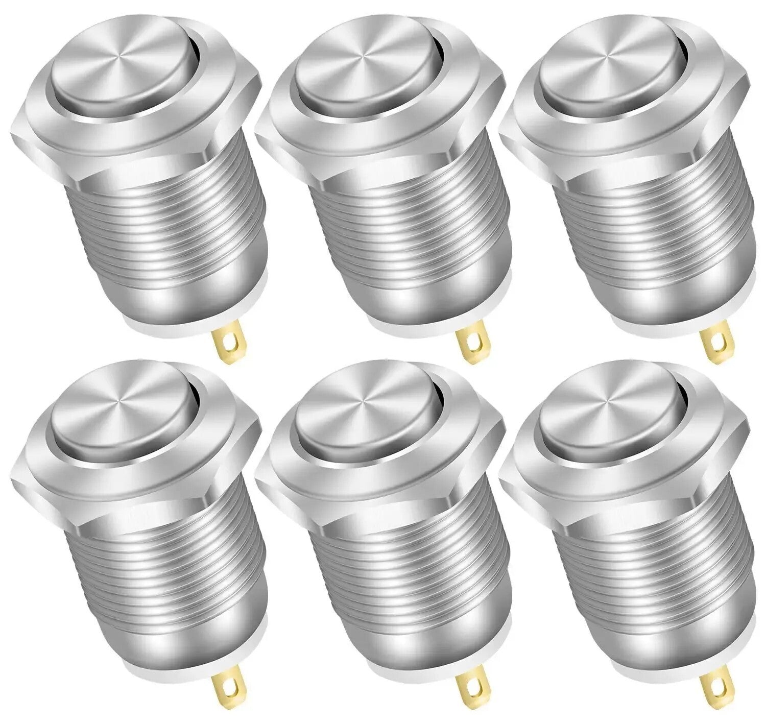 12V 12mm Momentary Push Button Switch Round Metal Waterproof 2 Pin - Dukes Supplies