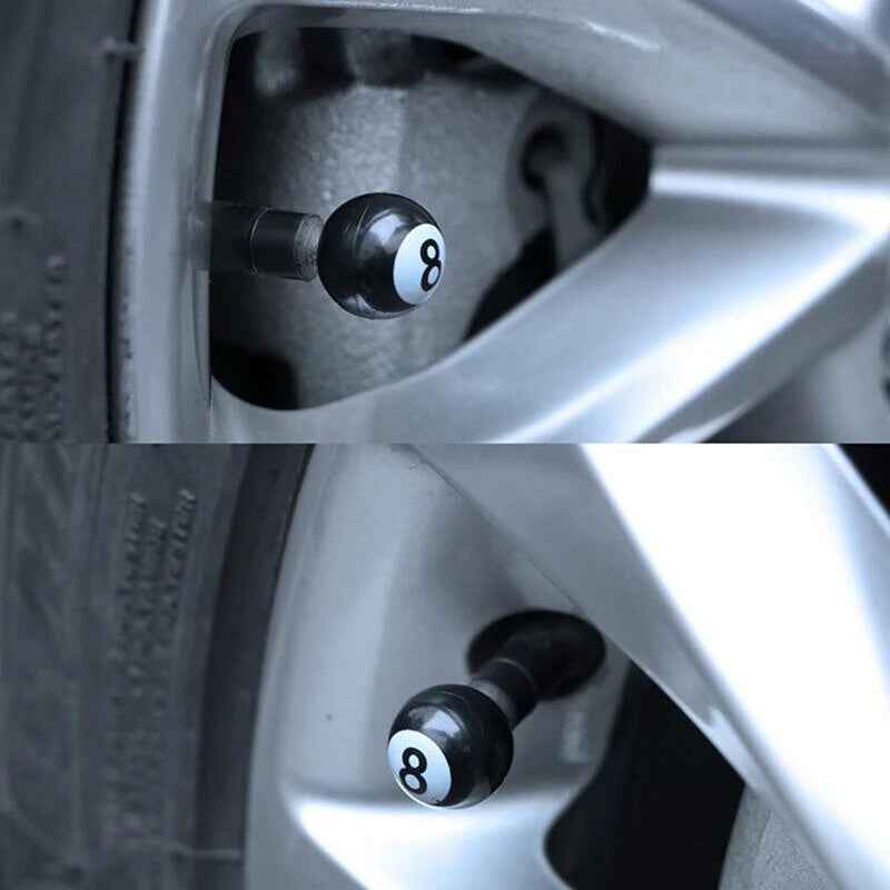 Valve Caps Metal Dust Caps 8Ball Car Motorcycle BMX Van Quad Caravan Alloy Caps - Dukes Supplies