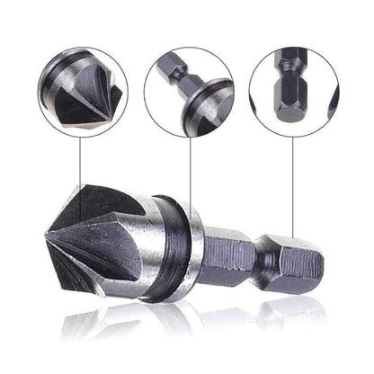 3pc Hex Countersink Drill Bits Carbon Steel HCS  1/4" 12mm 16mm 19mm Shank - Dukes Supplies