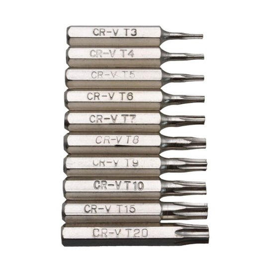 10PCS CR-V Torx Screwdriver Bits Set T3 T4 T5 T6 T7 T8 T9 T10 T15 T20 Mobile Bit - Dukes Supplies