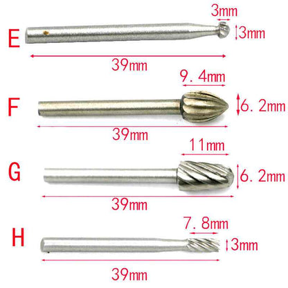 10 x HSS Routing Wood Carving Tool Rotary Drill File Router Bits For Dremel - Dukes Supplies