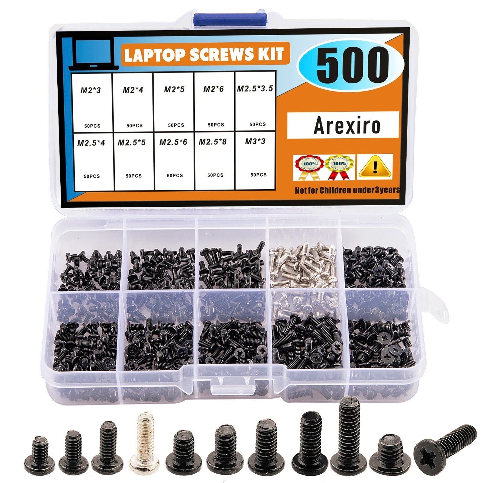 500pc Laptop Computer Screw Kit M2 M2.5 M3 Flat Head Phillips Screw - Image 11