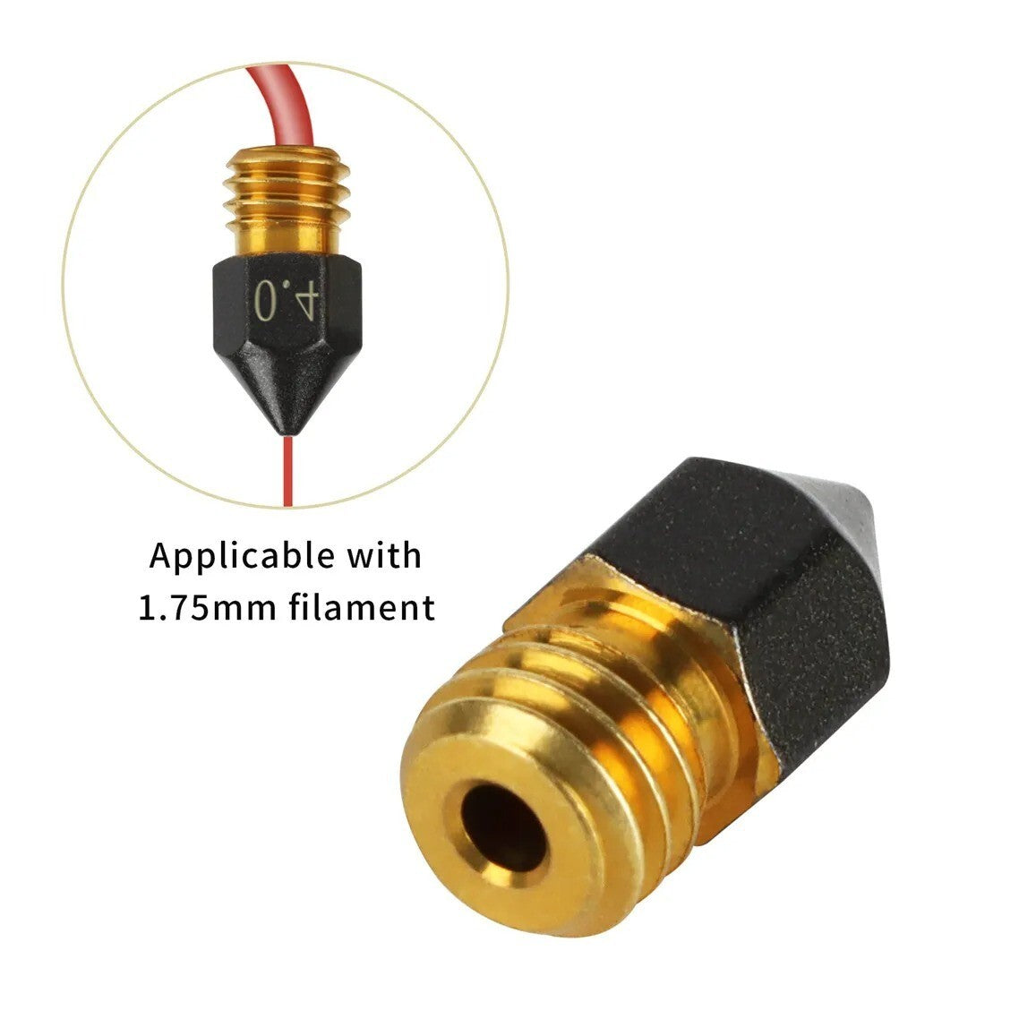 3D Printer MK8 PTFE Coated Nozzle 0.4mm M6 Thread - Ender 3 Pro CR-10R Anet - Dukes Supplies