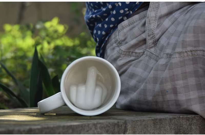 Middle Finger Mug Coffee Cup Ceramic Funny Prank Joke Mug Gift - Image 9