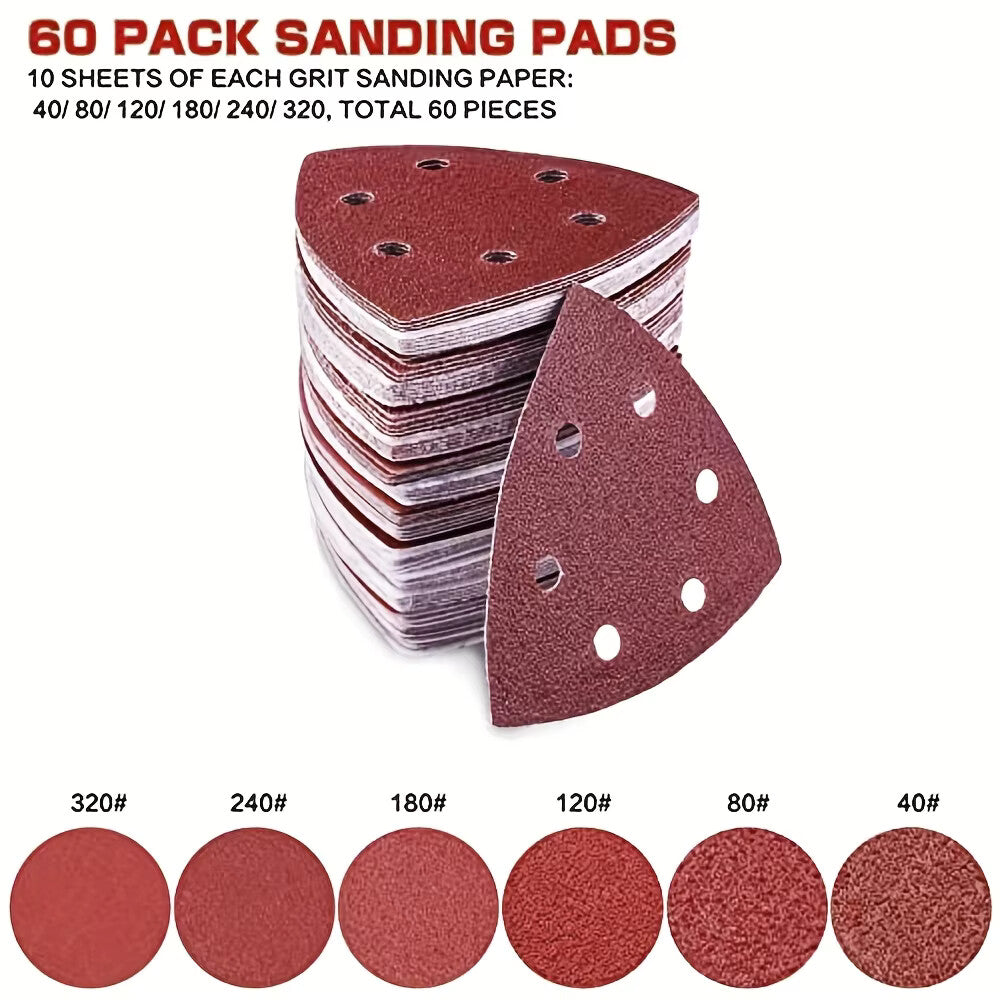 40-320 Grit Triangular Sanding Paper Disc Pad Pack Oscillating Multi Tool Set - Dukes Supplies