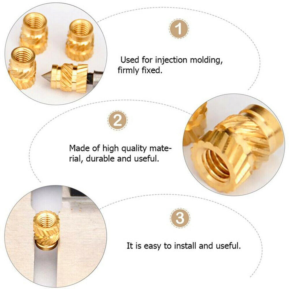 M3 THREADED BRASS KNURLED INSERT NUT HEAT MOLDING NUTSERT - Dukes Supplies