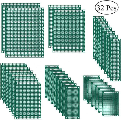 32Pcs Double-Side Protoboard 6 Sizes Circuit Universal Prototype PCB Board Hobby - Dukes Supplies