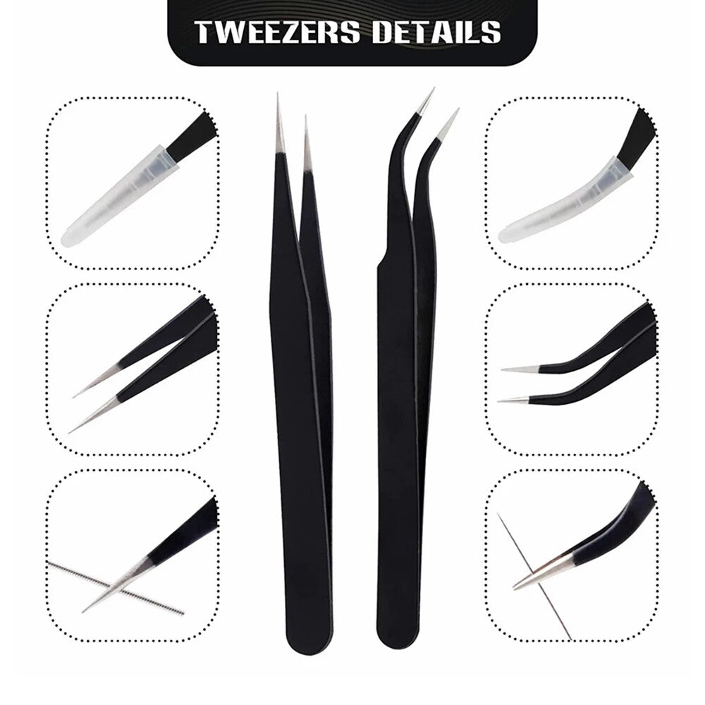 2pcs Stainless Steel Micro Precision Fine Pointed Professional Tweezers DIY Tech - Dukes Supplies