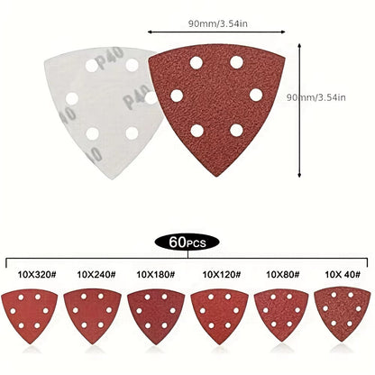 40-320 Grit Triangular Sanding Paper Disc Pad Pack Oscillating Multi Tool Set - Dukes Supplies