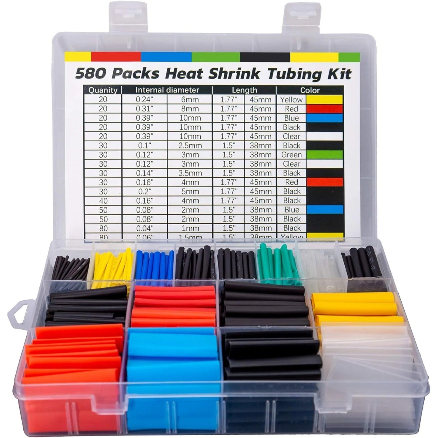 580pcs Heat Shrink Tubing Tube Sleeve Kit Electrical Assorted Cable Wire Wrap - Image 3